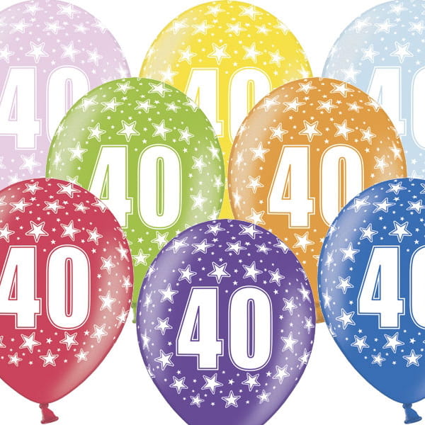 Balony Strong Mix Kolorów 40-te Urodziny 6szt.