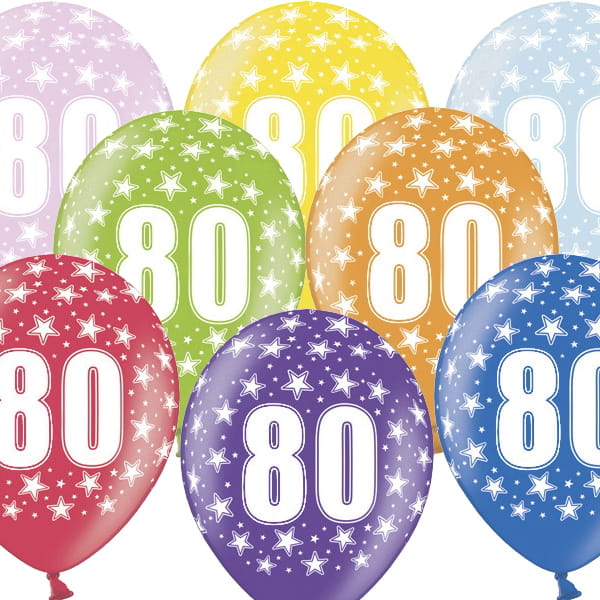 Balony Strong Mix Kolorów 80-te Urodziny 6szt.