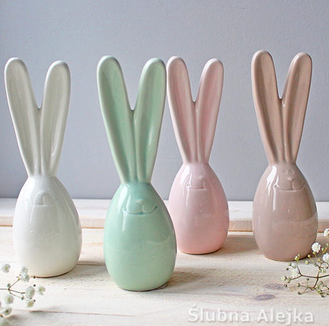 Zajączek Wielkanocny Ceramiczny Długie Uszy 20x7cm WYBIERZ KOLOR!