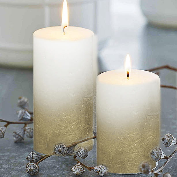Świeca Pieńkowa Rustic BOLSIUS Sparkling Harmony Biało-Złota 13cm