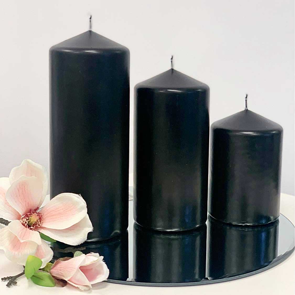 Świeca Ozdobna Classic Czarna Bardzo Gruba 25cm Φ9cm
