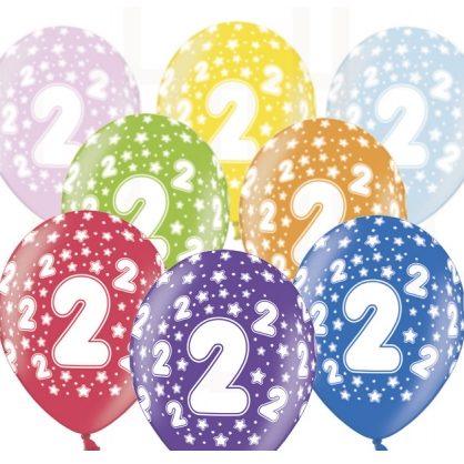 Balony Strong Mix Kolorów 2-gie Urodziny 6szt.