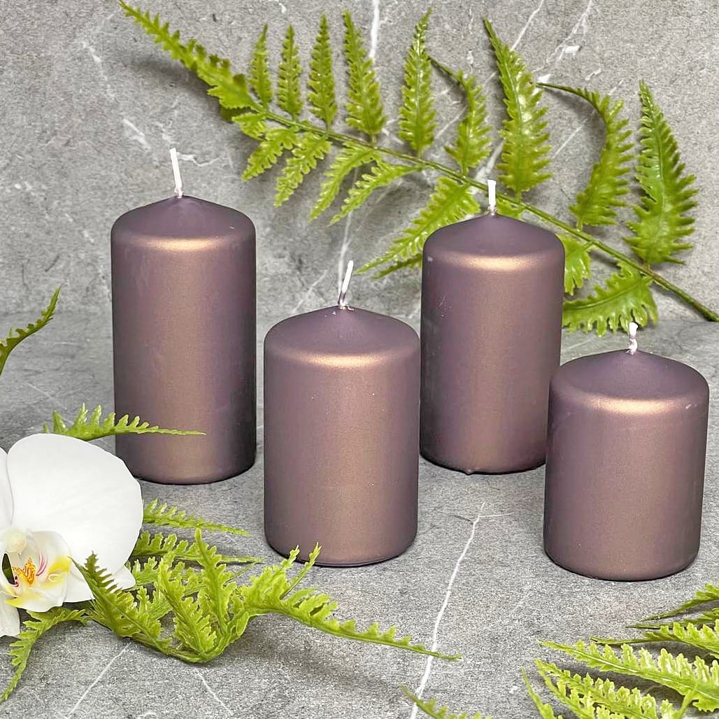 Świece Słupki Stopniowane Classic Candle Kawowy Metalik 4 szt.