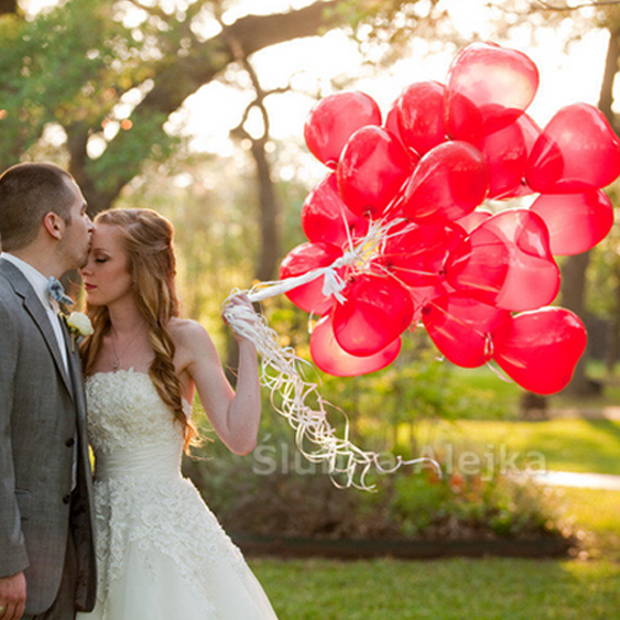 Balony Weselne Serca Małe 25 cm Czerwone 10 szt.