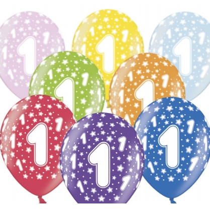 Balony Strong Mix Kolorów 1-sze Urodziny 6szt.