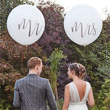 Balony Weselne Gigant Mr Mrs Czarny Napis 1m 2szt.