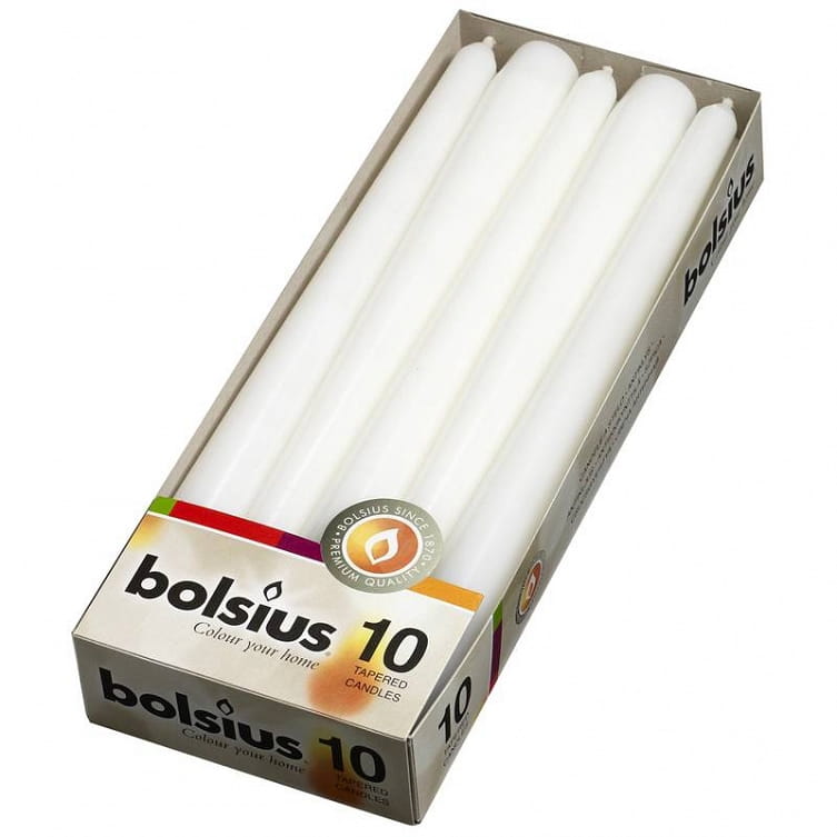 Świece Ozdobne Szpice Bolsius 25cm 10 szt. Białe