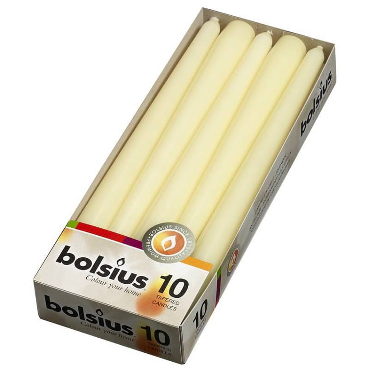 Świece Ozdobne Szpice Bolsius 25cm 10 szt. Kremowe